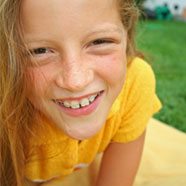 stock photo of a girl with a retainer